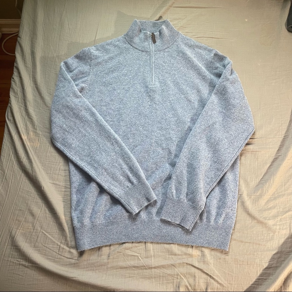 Elie Tahari 100% Cashmere in Baby Blue. Small hole on top right shoulder